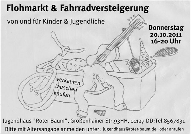 Flohmarkt von und für Kinder& Jugendliche am 20.10.2011 16-20Uhr