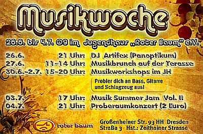 26.06 - 04.07. Musikwoche im Jugendhaus